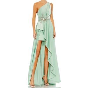 Mac Duggal 11262 Sage Embellished One Shoulder Asymmetrical Gown - Size 4 - New
